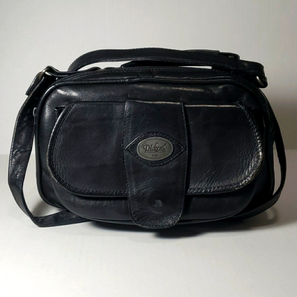 DICKENS. HANDBAG. BLACK LEATHER. ITALY.